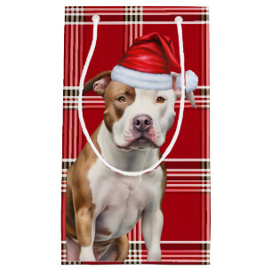 Petit Sac Cadeau Vacances Staffordshire Chien amusant Rouge Plaid N
