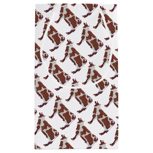 Petit Sac Cadeau Vache Brown et blanche Silhouette (Dos)