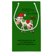 Petit Sac Cadeau Vache Drôle Caricature Noël (Dos)