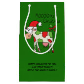 Petit Sac Cadeau Vache Drôle Caricature Noël (Devant)
