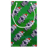 Petit Sac Cadeau Vache Noël sur vert (Dos)