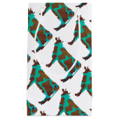 Petit Sac Cadeau Vache Silhouette Brown et Turquoise (Devant)