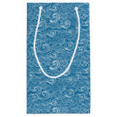 Petit Sac Cadeau Vagues océaniques bleues et blanches (Dos)