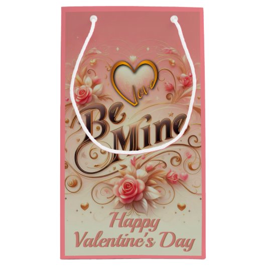 Petit Sac Cadeau Valentine's Day Be Mine Design with Heart, Citatio (Dos)