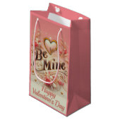 Petit Sac Cadeau Valentine's Day Be Mine Design with Heart, Citatio (Devant Angle)
