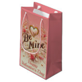 Petit Sac Cadeau Valentine's Day Be Mine Design with Heart, Citatio (Dos Angle)