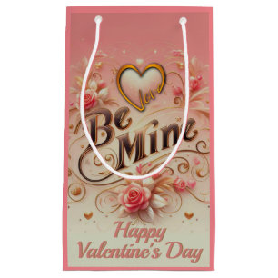 Petit Sac Cadeau Valentine's Day Be Mine Design with Heart, Citatio