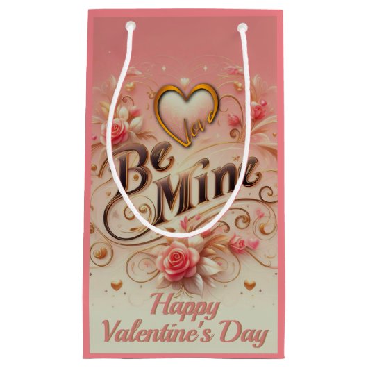 Petit Sac Cadeau Valentine's Day Be Mine Design with Heart, Citatio (Devant)