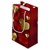 Petit Sac Cadeau Valentines dorées et rouges (Dos Angle)