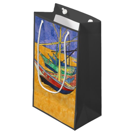 Petit Sac Cadeau Van Gogh Bateaux Plage impressionniste (Devant Angle)