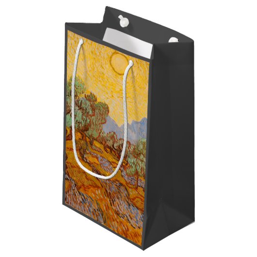 Petit Sac Cadeau Van Gogh Olive Trees Soleil Jaune Ciel (Devant Angle)