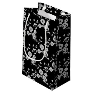 Petit Sac Cadeau Vaporisateur floral style 1, Sac-cadeau BLACK-WHIT
