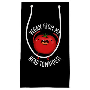Petit Sac Cadeau Vegan De Ma Tête Tomates Veggie Pun Dark BG