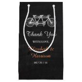 Petit Sac Cadeau Vélo Tandem Sur Chalkboard Mariage Favoriser (Devant)