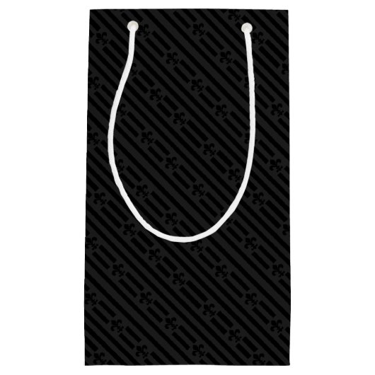Petit Sac Cadeau Velours noir Fleur de Lis (Devant)