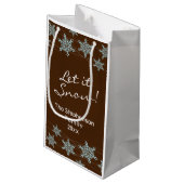 Petit Sac Cadeau Vents d'hiver Brown/Bleus de flocon de neige (Dos Angle)
