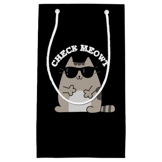 Petit Sac Cadeau Vérifier Meowt Funny Cool Chat Pun Dark BG (Devant)