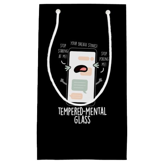 Petit Sac Cadeau Verre trempé mental Funny Cellphone Pun Dark BG (Devant)