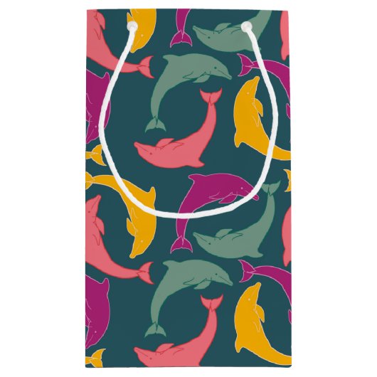 Petit Sac Cadeau Vert dauphins (Dos)