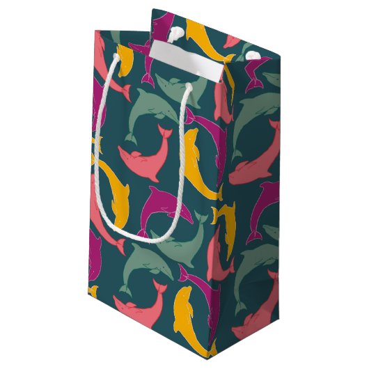Petit Sac Cadeau Vert dauphins (Dos Angle)