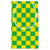 Petit Sac Cadeau Vert et jaune Checkered (Dos)