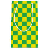 Petit Sac Cadeau Vert et jaune Checkered (Devant)