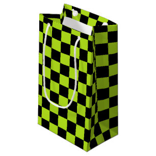 Petit Sac Cadeau Vert et noir de chaux Checkered