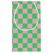 Petit Sac Cadeau Vert et rose Checkered (Dos)
