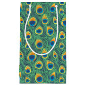 Petit Sac Cadeau Vert exotique de bijou de motif de plume de paon (Devant)