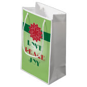 Petit Sac Cadeau Vert moderne et rouge Amour, Paix, Joie citation (Dos Angle)