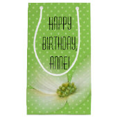 Petit Sac Cadeau Vert néon avec anniversaire de fleur cosmos (Devant)