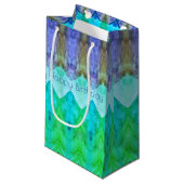 Petit Sac Cadeau Vert pourpre et Turquoise (Devant Angle)
