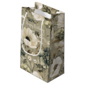 Petit Sac Cadeau Vert Sage Et Floral Crème (Dos Angle)