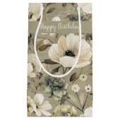 Petit Sac Cadeau Vert Sage Et Floral Crème (Devant)