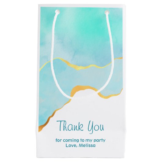 Petit Sac Cadeau Vert tropical paisible avec Merci frontière or (Devant)