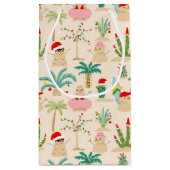 Petit Sac Cadeau Vibes de vacances tropicales Motif de Noël (Dos)