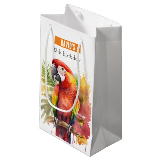 Petit Sac Cadeau Vibes d'été Parrot - Fête d'anniversaire - (Devant Angle)