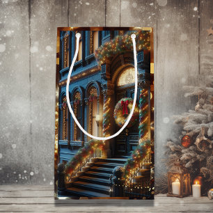 Petit Sac Cadeau Ville Centre-ville Brownstone Building Noël