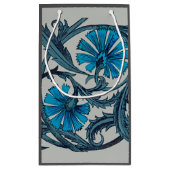 Petit Sac Cadeau vintage bleu antique fleurs artisanat rustique (Dos)