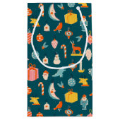 Petit Sac Cadeau Vintage Noël Ornements Motif (Dos)