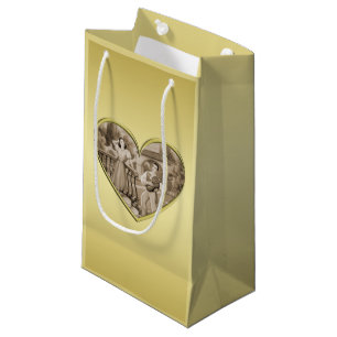 Petit Sac Cadeau Vintage Romance couple, homme et femme, or