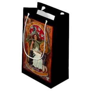 Petit Sac Cadeau Vintage sorcière d'Halloween couler sort avec bagu