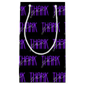 Petit Sac Cadeau violet et blanc merci (Devant)