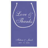 Petit Sac Cadeau Violet Love & Merci Simple Script Wedding Faveurs (Dos)