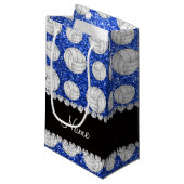 Petit Sac Cadeau Volley-ball bleu de parties scintillant de nom per (Devant Angle)