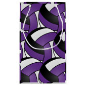 Petit Sac Cadeau Volleyballs violets, noirs et blancs (Dos)