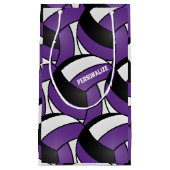 Petit Sac Cadeau Volleyballs violets, noirs et blancs (Devant)