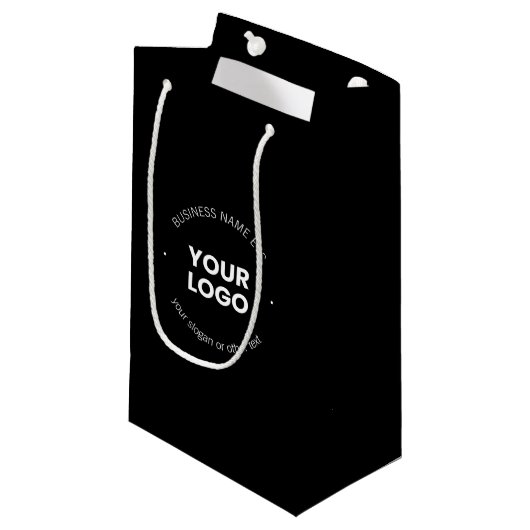 Petit Sac Cadeau Votre logo d'entreprise & Texte modifiable | Noir  (Devant Angle)