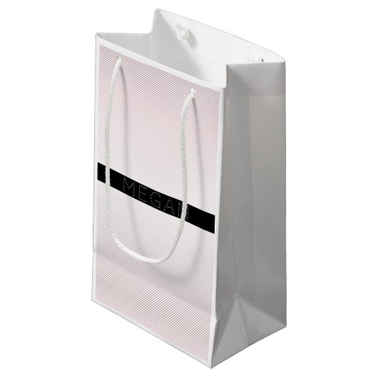 Petit Sac Cadeau Votre nom | Blanc fin et Rose subtil Ombre Stripes (Devant Angle)