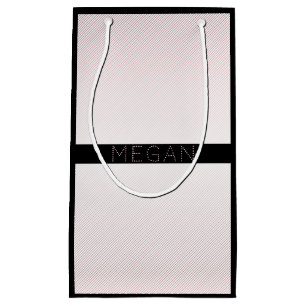 Petit Sac Cadeau Votre nom Blancs minces et Roses Ombre Stripes #